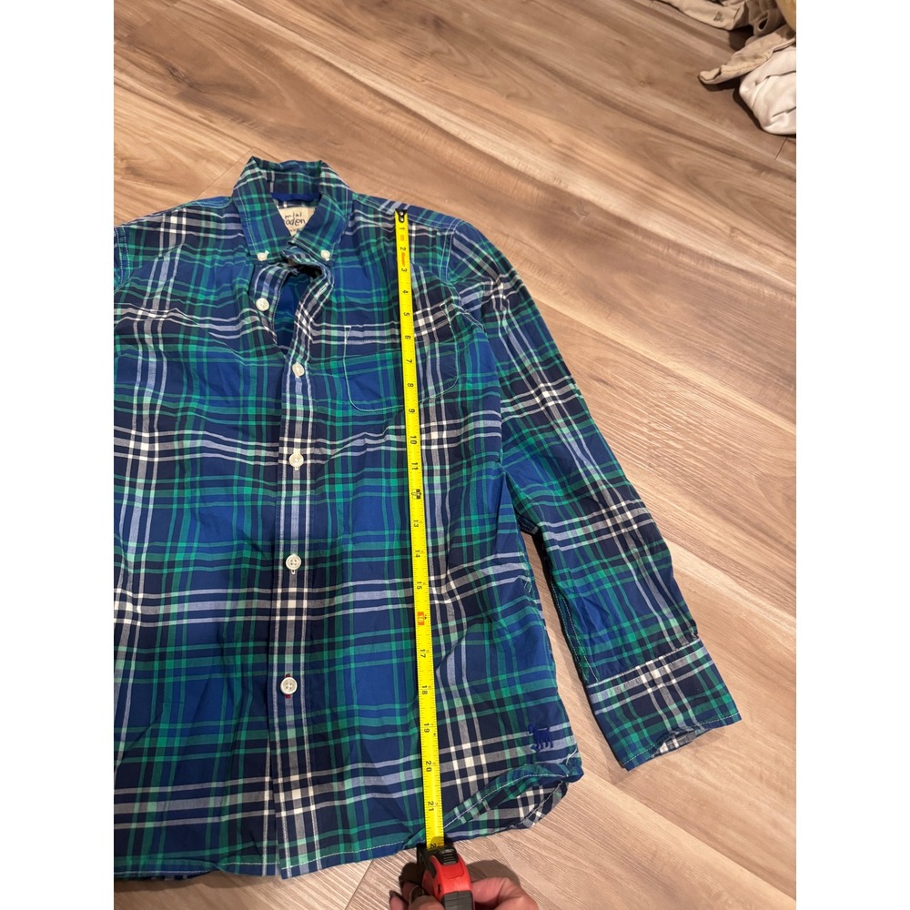 Mini Boden Blue Green Plaid Button Down Shirt Kids Size 11-12Y Cotton - Picture 2 of 6